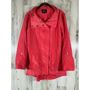Luii Coral‎ Pink Windbreaker Rain Jacket Hooded Size Small READ
